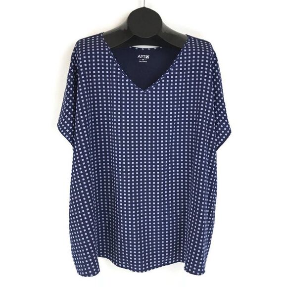 Apt. 9 Mixed Media V-Neck Blouse Women's Plus Size 3X Geometric Dolman Sleeves - Picture 1 of 12